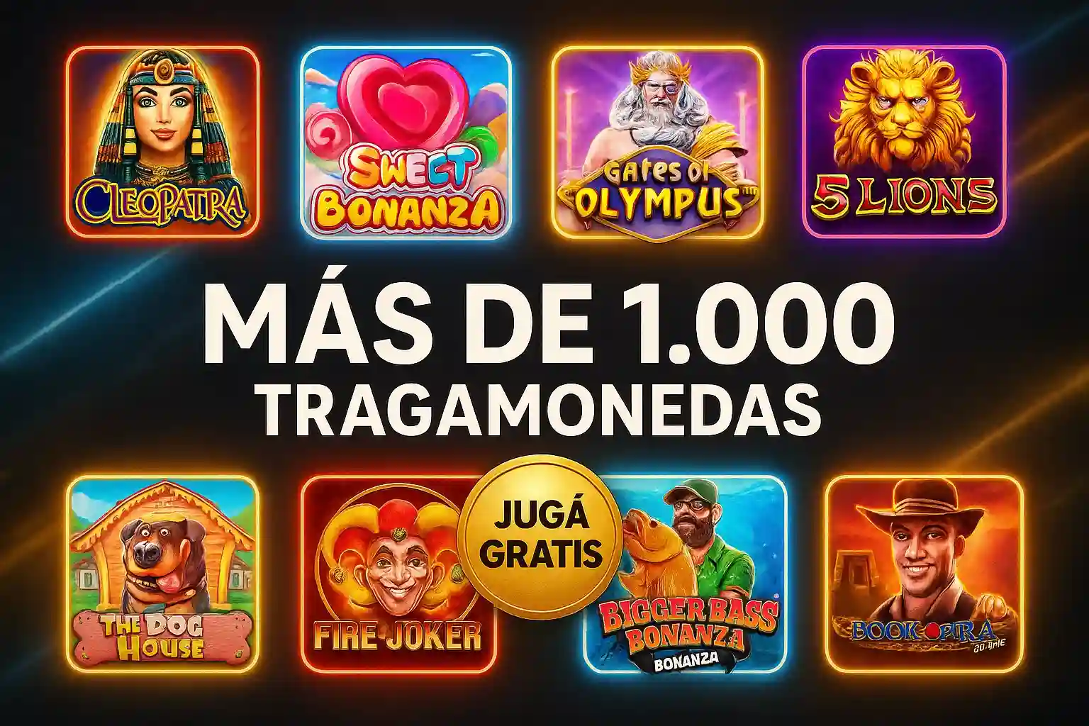 Banner de casino con más de 1.000 tragamonedas y jugá gratis
